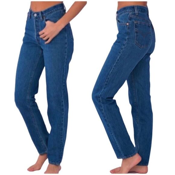 RARE Vintage 90s Levi's 501 XX Women's Jeans High Rise Tapered Leg Dark Wash 30' - Picture 2 of 8